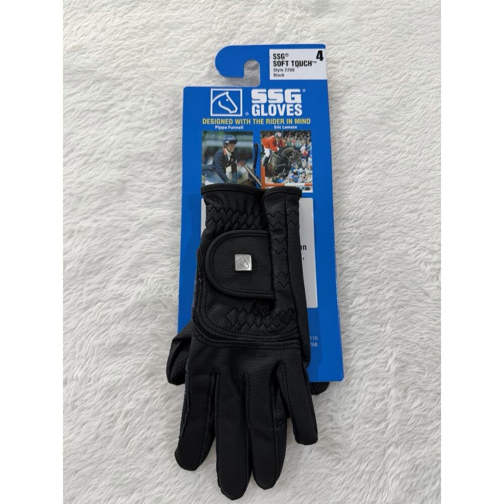 Horse Riding Gloves SSG Soft Touch Equestrian Adults Kids Size 4 2200 Black